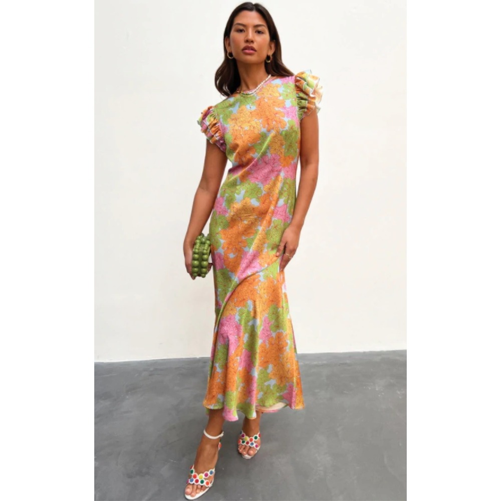 Never Fully Dressed Remi Midi Dress Curve Floral Ruffle Sleeve US 16 NWT